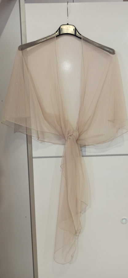 capa chal para vestidos de fiesta con brillos crema