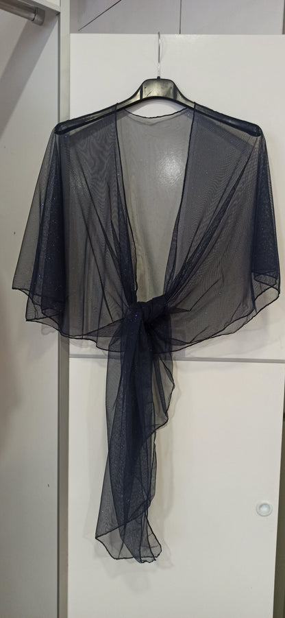 capa chal para vestidos de fiesta con brillos marino