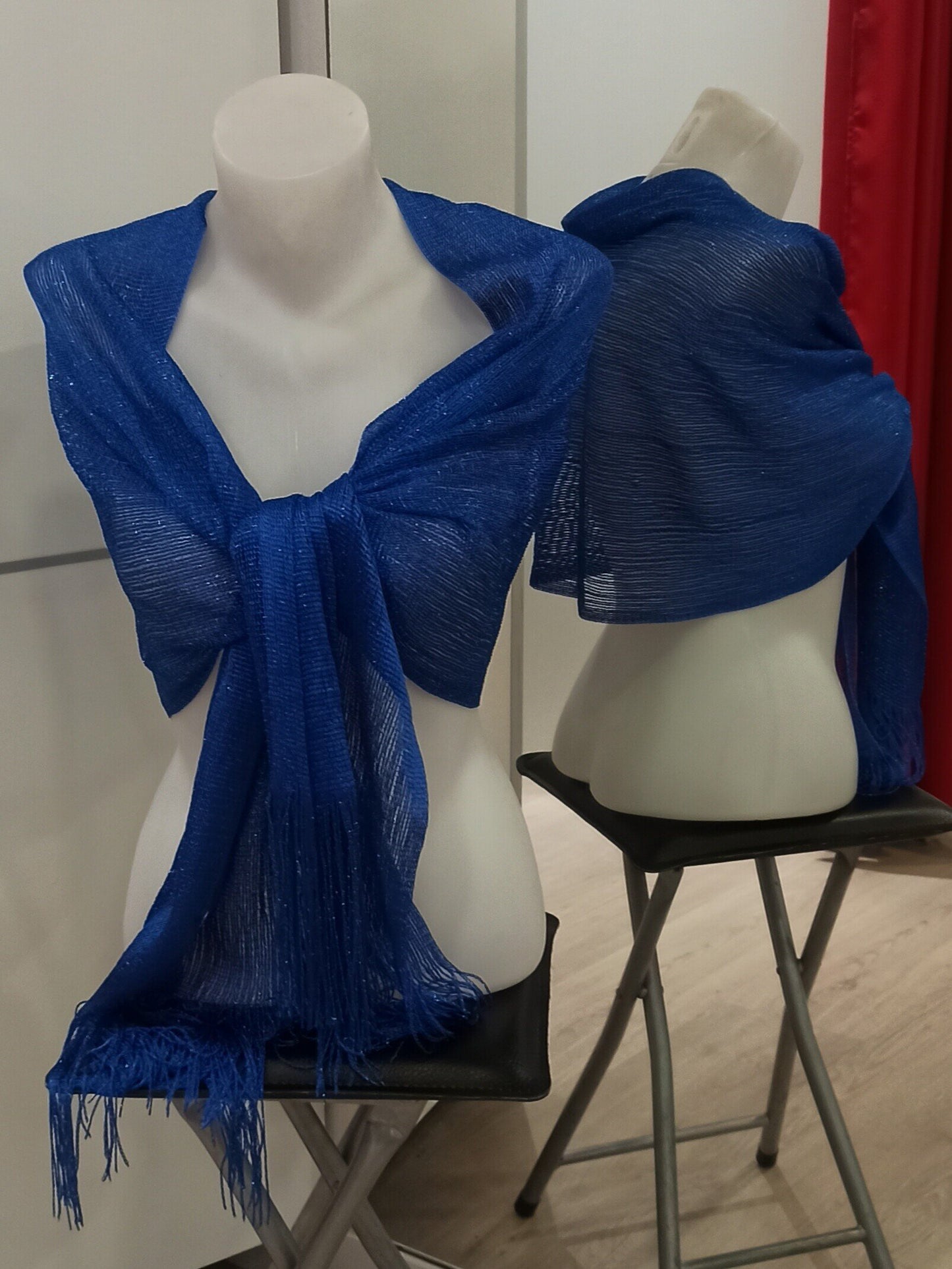 Chal de Fiesta con Flecos Azul