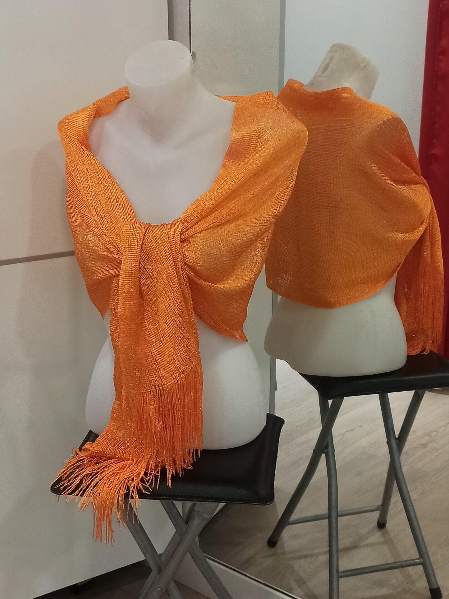 Chal de Fiesta con Flecos Naranja