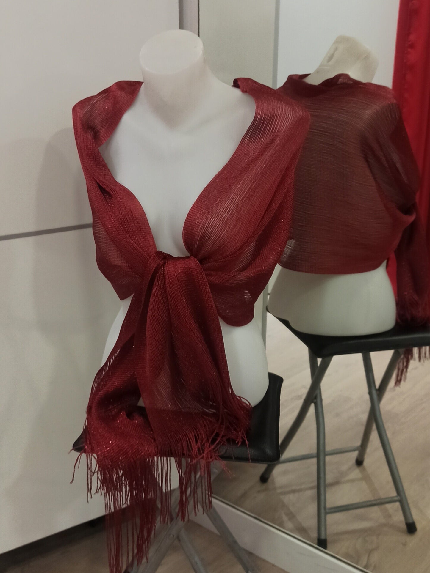 Chal de Fiesta con Flecos Ciruela