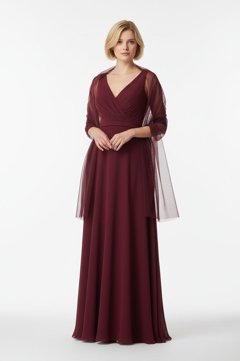 Chal de Tul para Fiestas y Bodas Burdeos