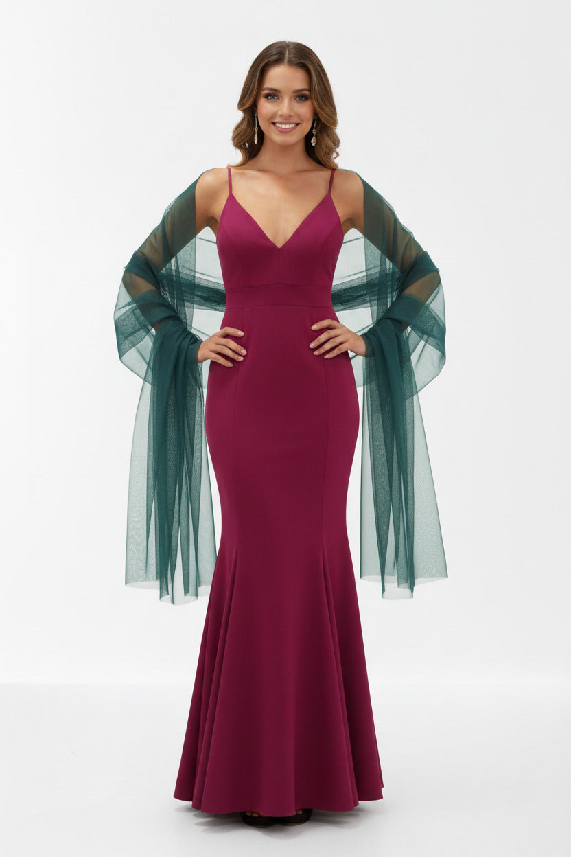 Chal de Tul para Fiestas y Bodas Verde azulado