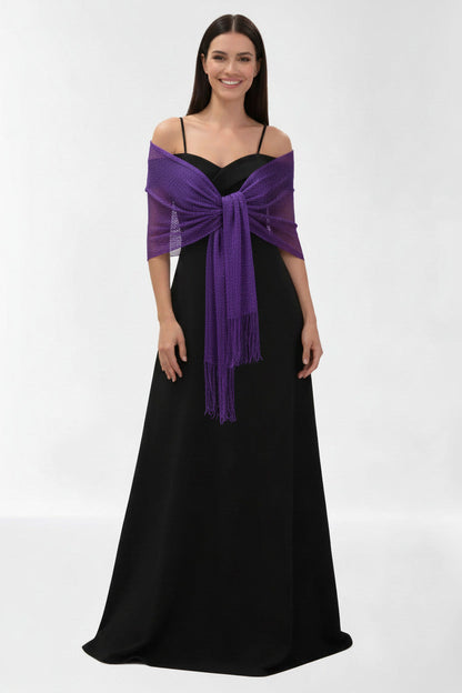Chal de Malla con Brillos y Flecos Morado
