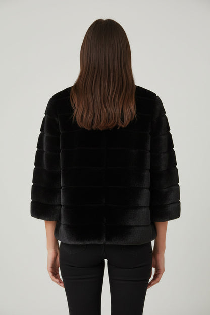 Chaqueta de Pelo Sintético Negra