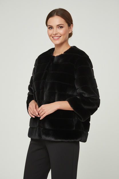 Chaqueta de Pelo Sintético Negra Negro
