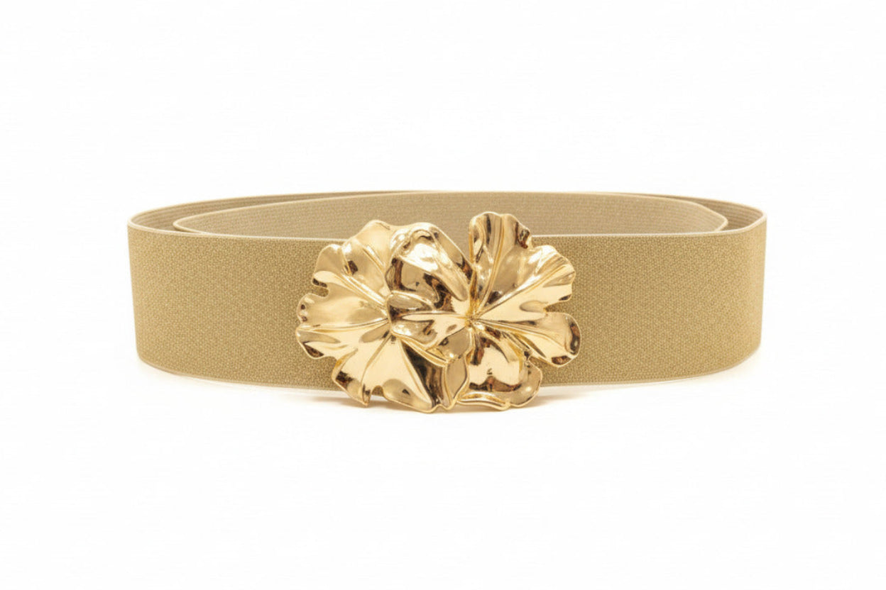 Cinturón de Fiesta Dorado con Flor para Boda