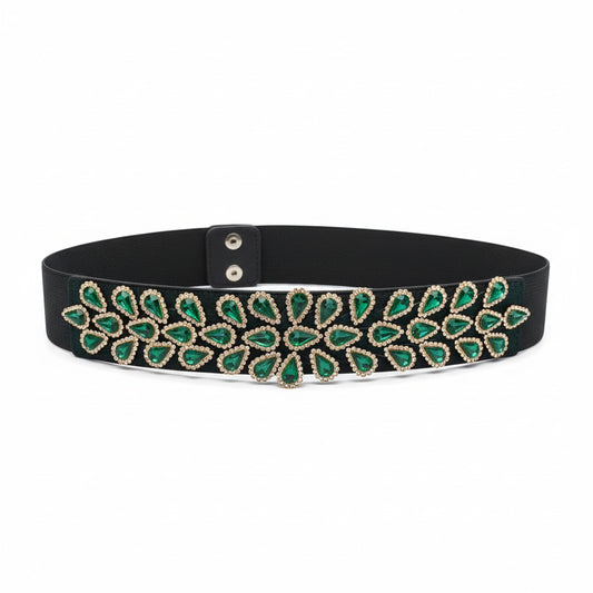 cinturon fiesta elegante verde oscuro para monos y vestidos