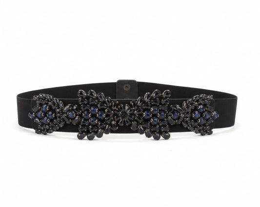 Cinturón para vestido azul marino de pedrería Azul marino