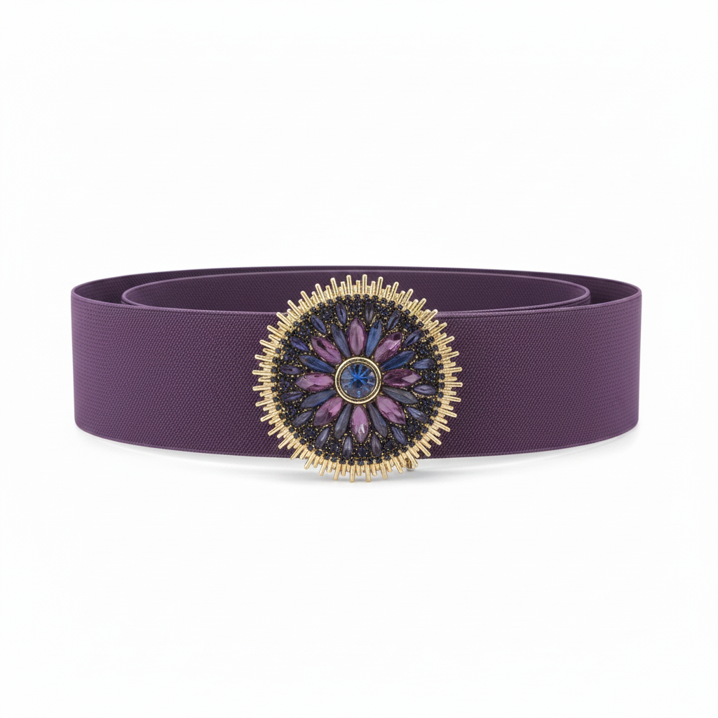 Cinturón de Fiesta Morado con Pedrería