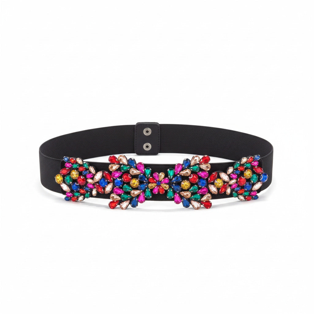 Cinturón de Fiesta con Pedrería Multicolor para  Bodas y  Eventos