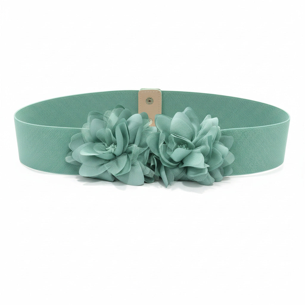 Cinturón para Vestido de Fiesta verde con flores