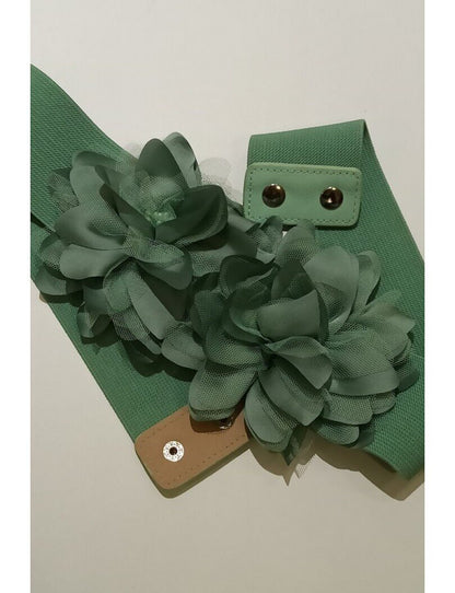 Cinturón de fiesta verde con flores