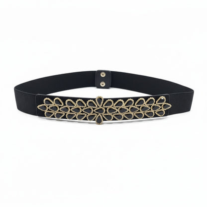 Cinturón de fiesta elegante con pedrería negra para vestidos y monos