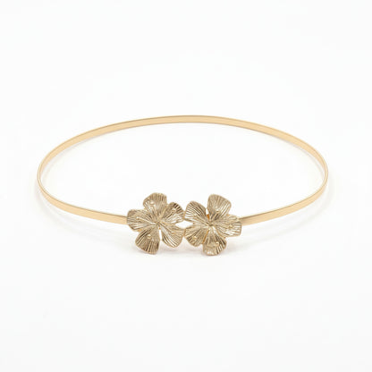 Cinturón Elástico Dorado con Flores - Cierre Frontal Elegante Dorado