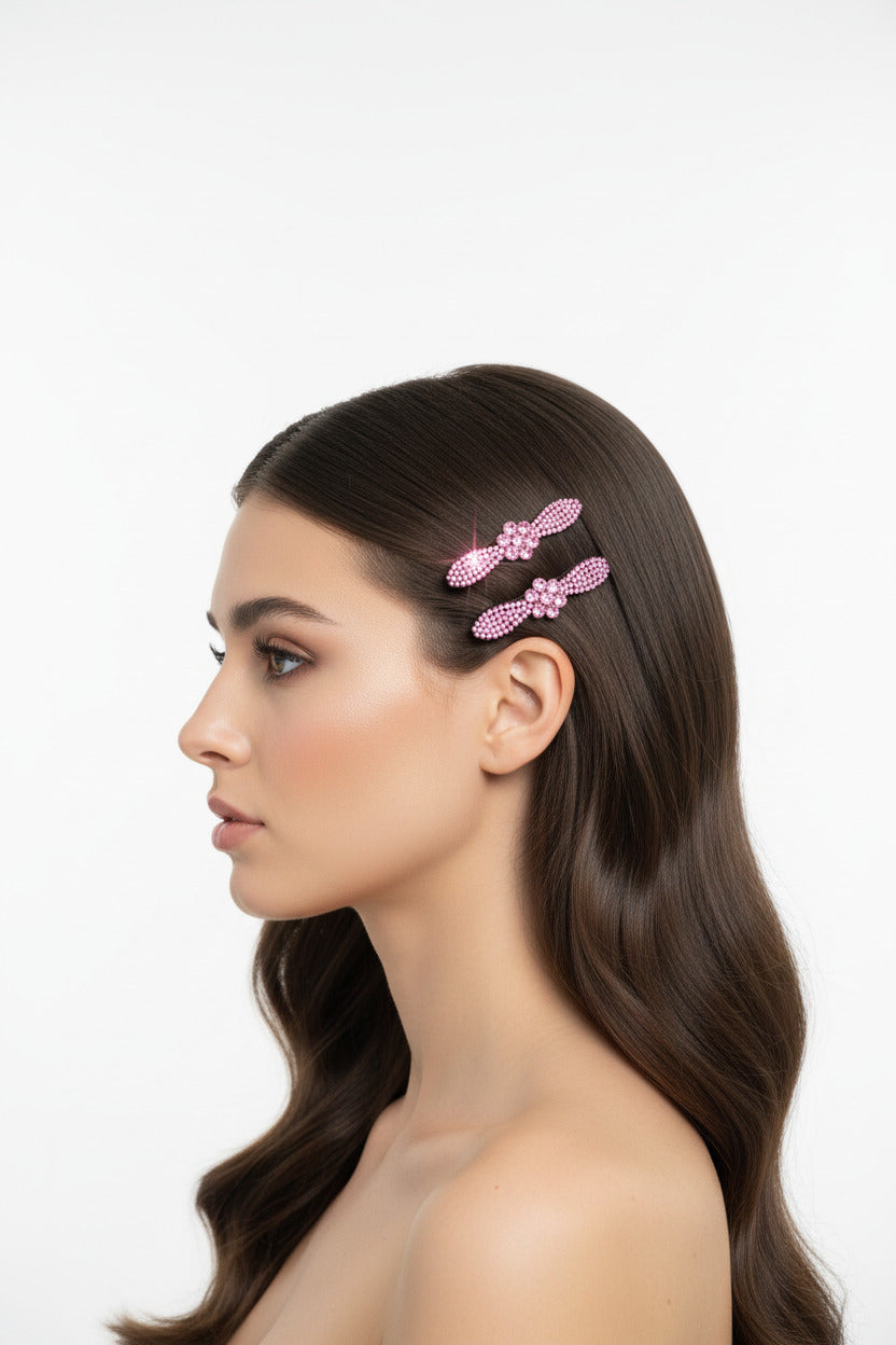 Clip para el Pelo Fucsia con Brillos - Pasador de Fiesta Fucsia