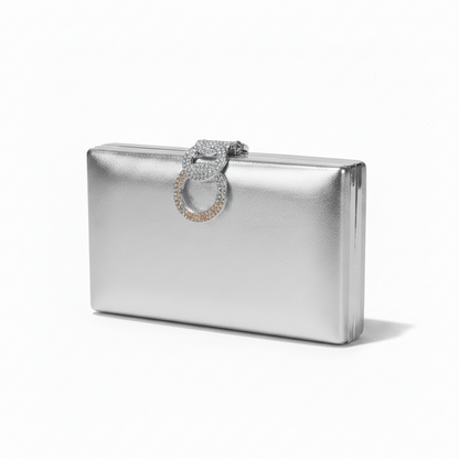 bolso plata de fiesta con hebilla de brillos
