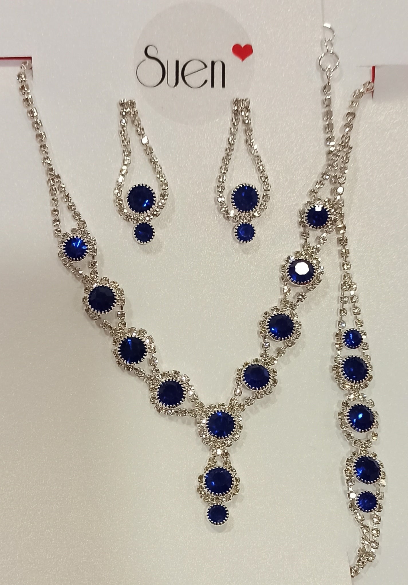 Conjunto de Bisutería de Fiesta con Pedrería Azul