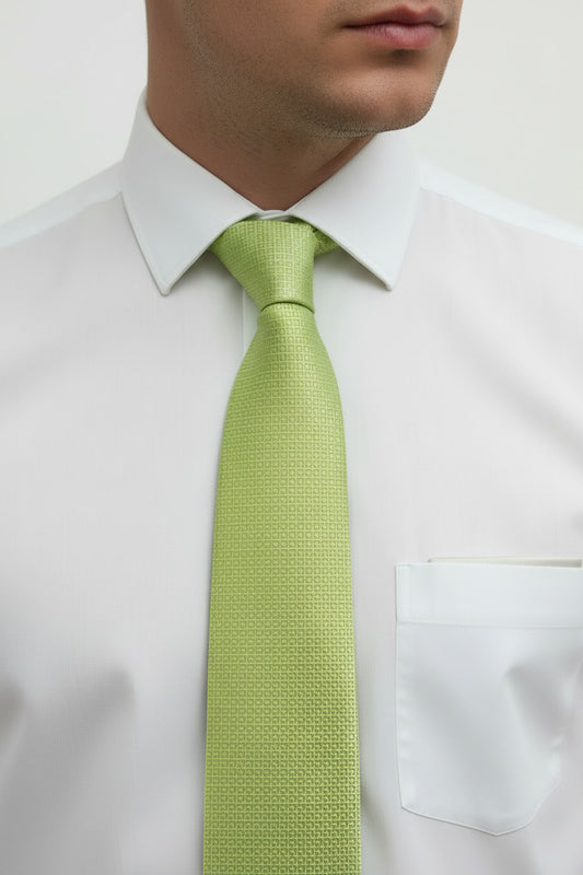 Corbata Verde Lima con Textura para Hombre - Elegante y Moderna