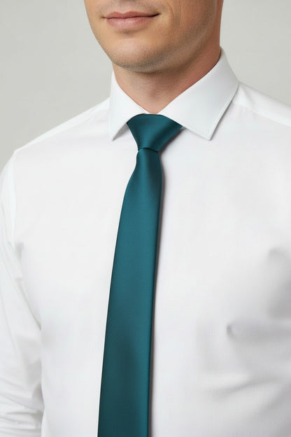 Corbata Estrecha Verde Azulado para Hombre