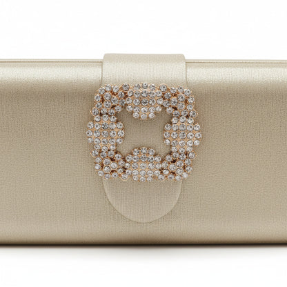 Bolso de Fiesta Dorado con Pedrería y Cadena