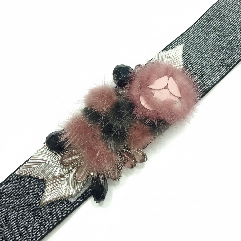 detalle Cinturón de Fiesta Tonos rosados y Plata para Bodas