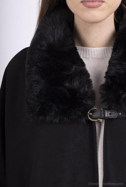 Capa Abrigo de Antelina con Cuello y Mangas de Pelo - Invitadas