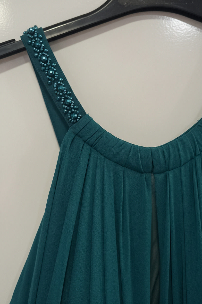 Vestido Largo Fiesta Pisa - Escote Halter con Pedrería y Abertura