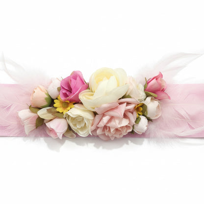 Cinturón de Flores Ancho Rosa