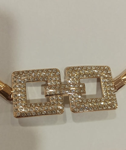 Cinturón Elástico Dorado con Hebilla de Strass