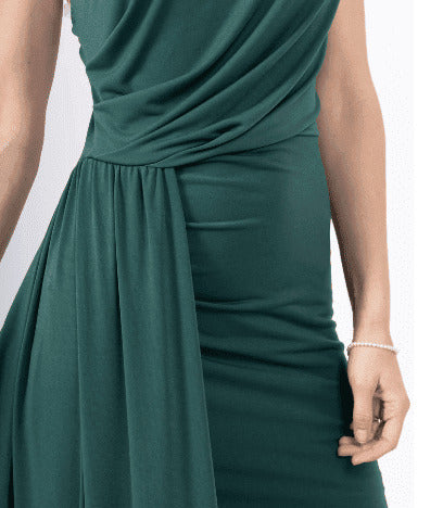 Vestido fiesta largo escote asimétrico Uster-Vista detalle