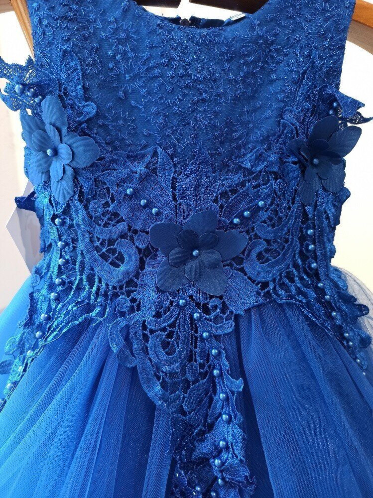 Vestido de Fiesta Azul con Encaje y Tul