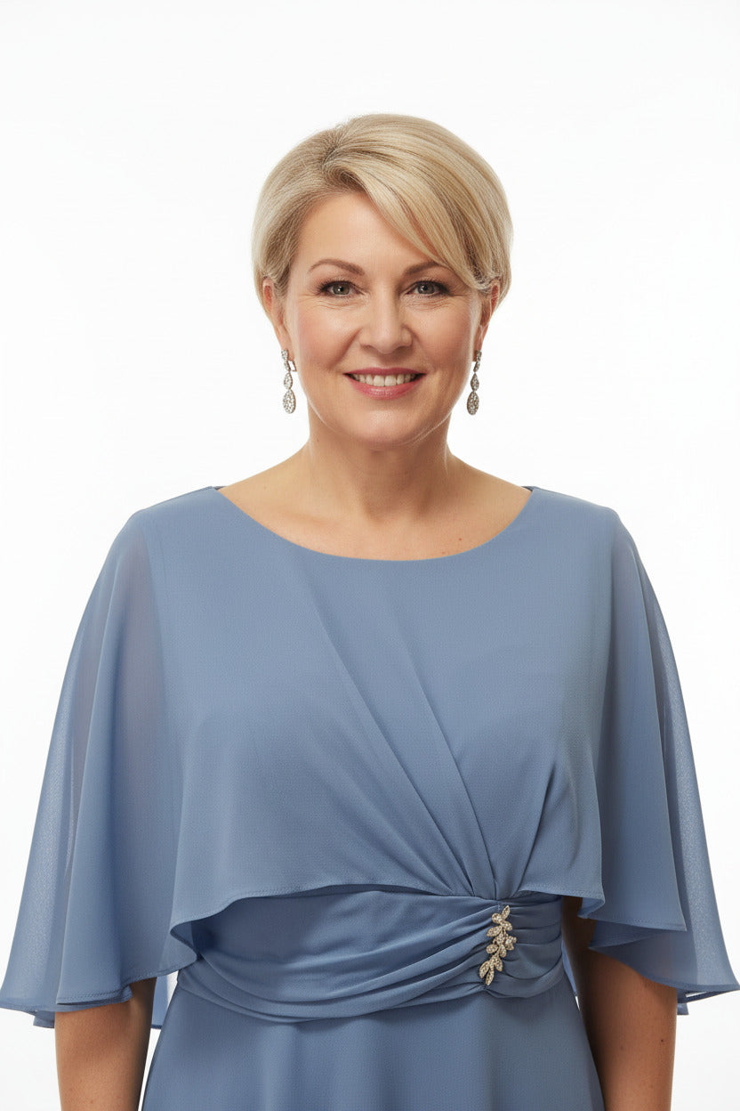 escote vestido de ceremonia corto elegante  celeste