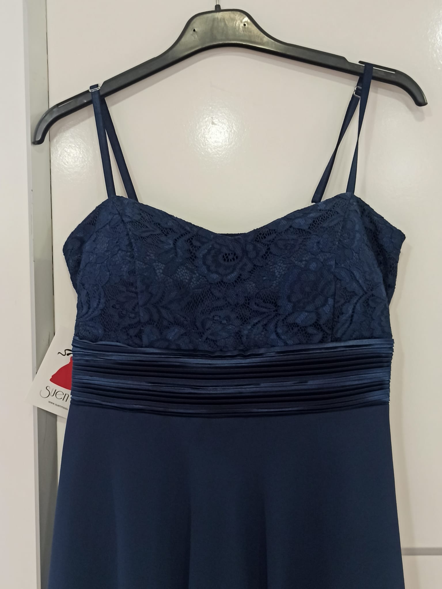 escote Vestido de Fiesta Corto Bunbury con Top con Encaje y Falda de Vuelo marino para invitada