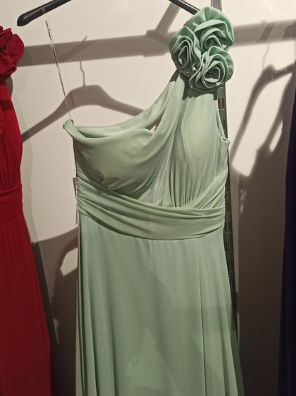 Vestido Largo de Fiesta Tianjin - Escote Asimétrico de Un Hombro con Detalle Floral