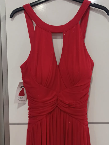 Vestido Largo de Fiesta Paris - Escote Halter con Brillos y Abertura Lateral