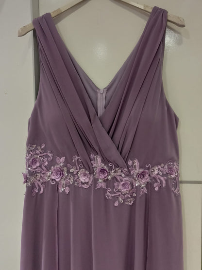 Vestido Fiesta Lila Portland-Talla Grande con Bordados