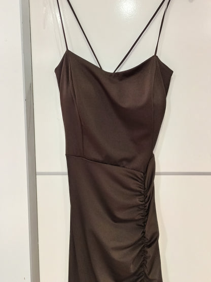 Escote Vestido sirena espalda corset Graz marron-Vista escote