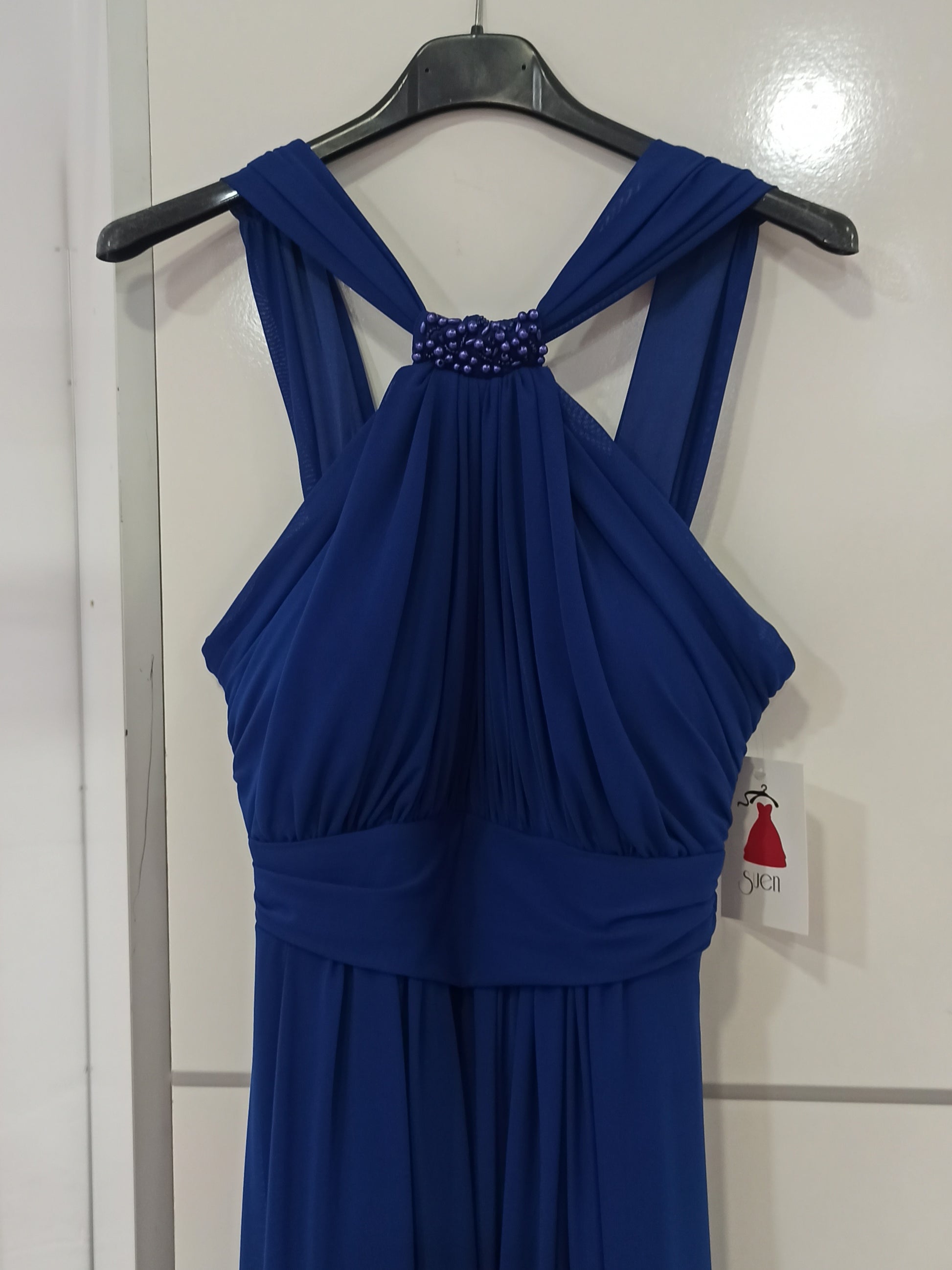 Vestido de fiesta midi escote halter Nyon Azul S M (36 38) 95% poliéster 5%elastan