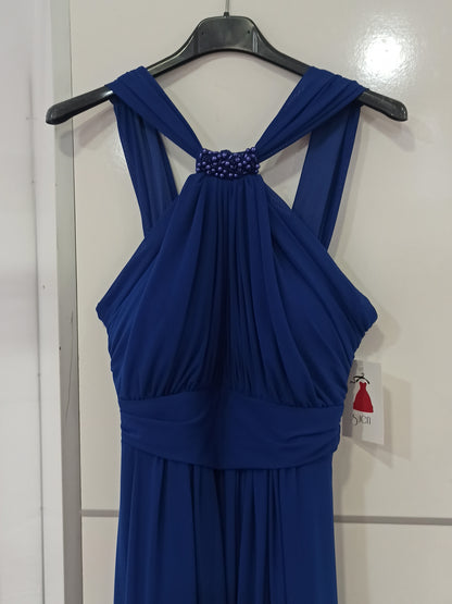 Vestido de fiesta midi escote halter Nyon Azul S M (36 38) 95% poliéster 5%elastan
