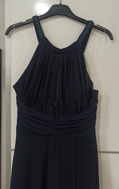Vestido Largo Fiesta Pisa - Escote Halter con Pedrería y Abertura