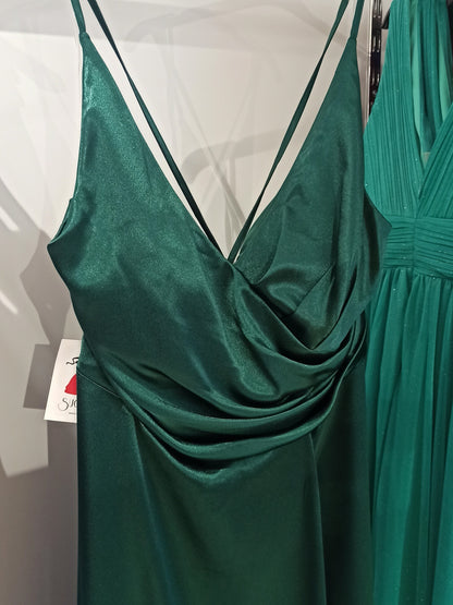 Vestido de Fiesta Largo Perugia - Satén Escote Pico y Espalda Entrecruzada