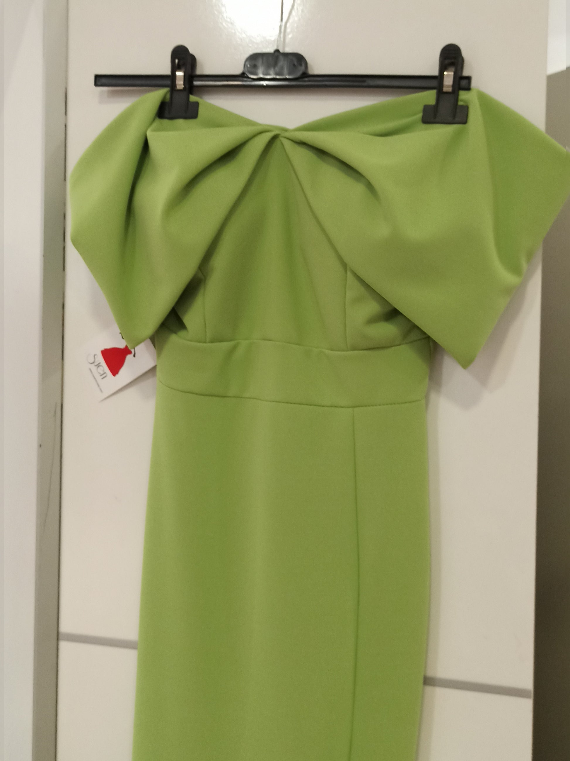 Vestido de Fiesta Largo Elgin - Escote Bardot Sirena Pistacho U (36 38)-Vista escote