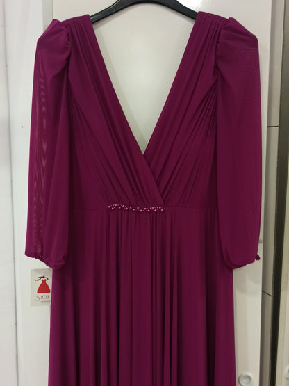 Vestido Fiesta Largo Noumea- Talla grande con manga