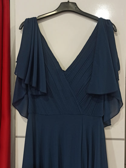 Vestido de Fiesta Largo Niza - Abertura en la Falda  y Mangas de Vuelo