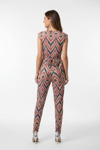 espalda mono de vestir largo estampado geométríco