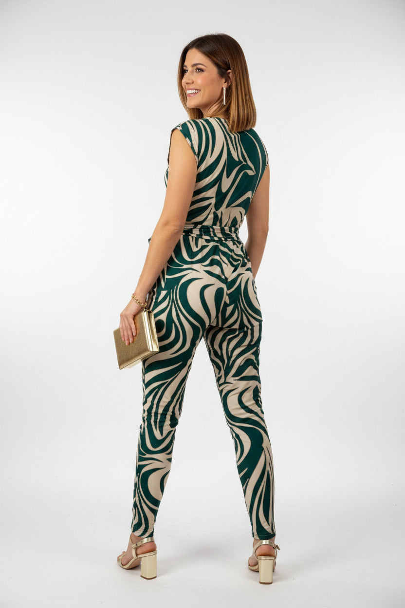 espalda mono para invitada con estampado de zebra