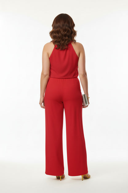 espalda Pantalón de licra elegante ancho rojo