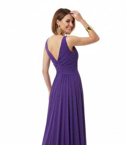 espalda  vestido fiesta escote pico morado