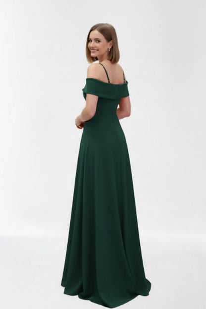 espalda vestido de fiesta largo escote barco verde oscuro